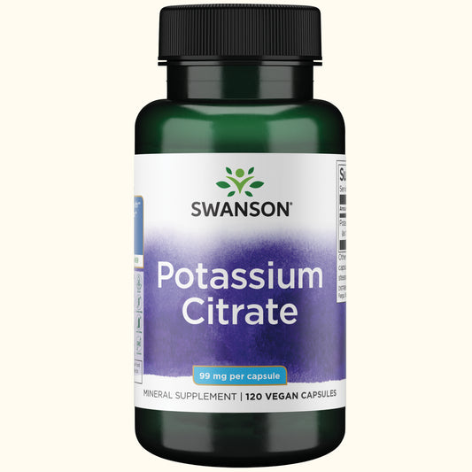 Swanson Suplemento Citrato de potasio 120 Cápsulas, 99mg