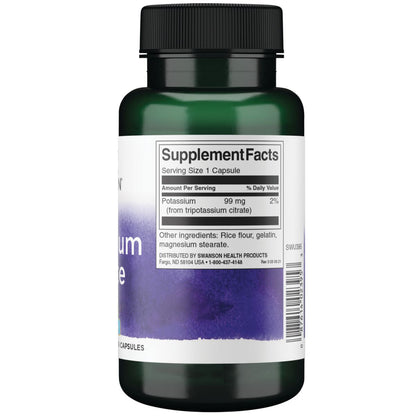 Swanson Suplemento Citrato de potasio 120 Cápsulas, 99mg