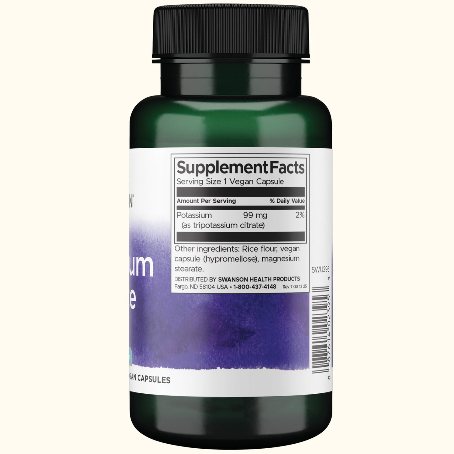 Swanson Suplemento Citrato de potasio 120 Cápsulas, 99mg