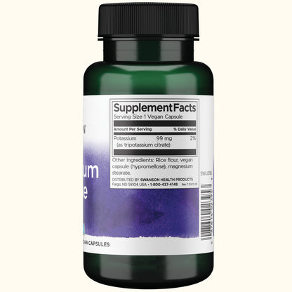 Swanson Suplemento Citrato de potasio 120 Cápsulas, 99mg