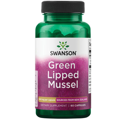 Swanson Suplemento Mejillón de labio verde de Nueva Zelanda 500 mg, 60 Cápsulas