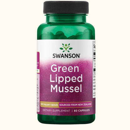 Swanson Suplemento Mejillón de labio verde de Nueva Zelanda 500 mg, 60 Cápsulas