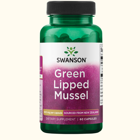 Swanson Suplemento Mejillón de labio verde de Nueva Zelanda 500 mg, 60 Cápsulas