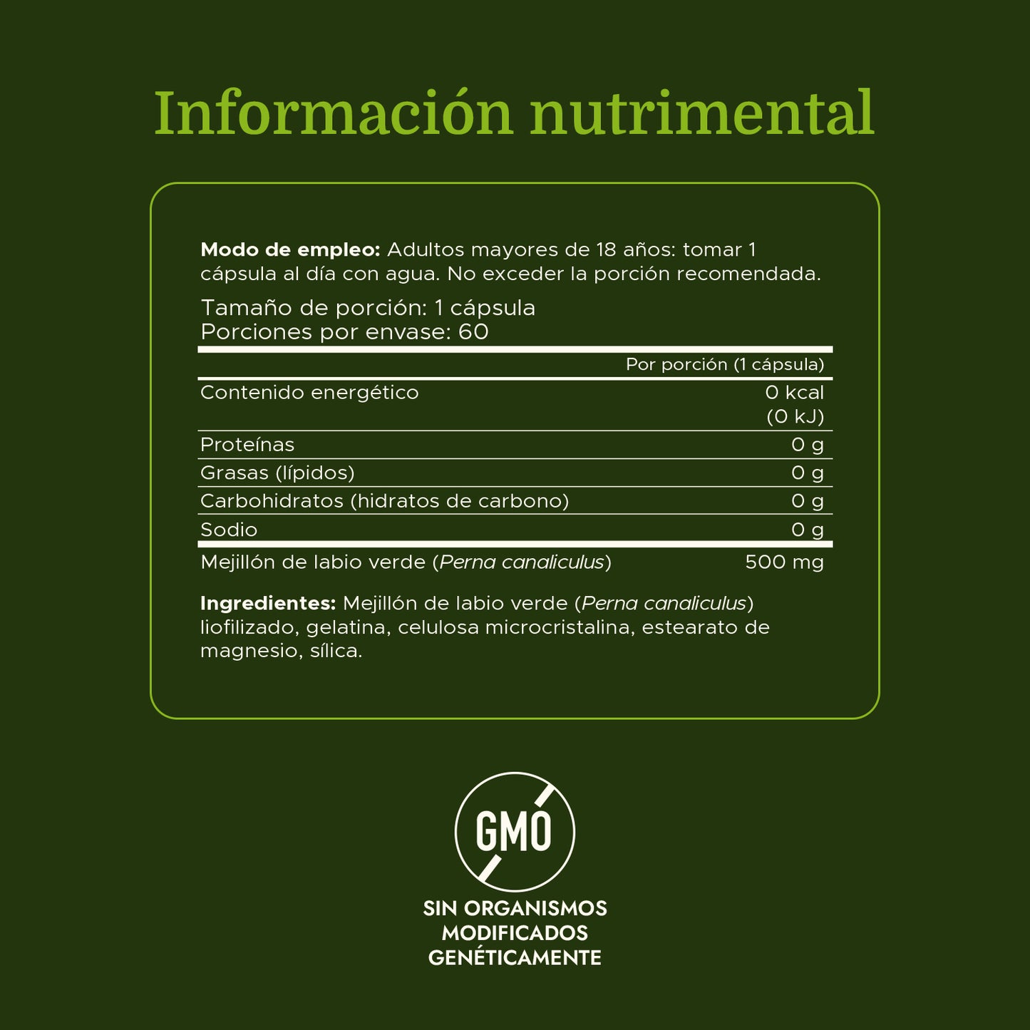 Swanson Suplemento Mejillón de labio verde de Nueva Zelanda 500 mg, 60 Cápsulas