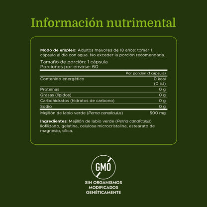 Swanson Suplemento Mejillón de labio verde de Nueva Zelanda 500 mg, 60 Cápsulas