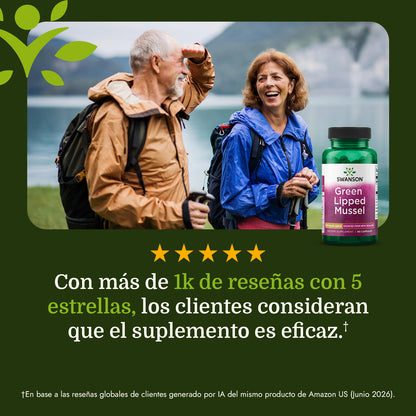 Swanson Suplemento Mejillón de labio verde de Nueva Zelanda 500 mg, 60 Cápsulas