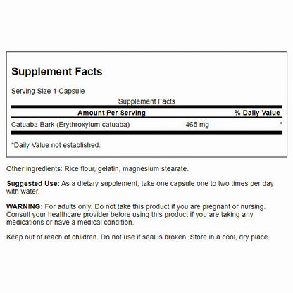Swanson Suplemento de Corteza de Catuaba 465mg, 60 cápsulas