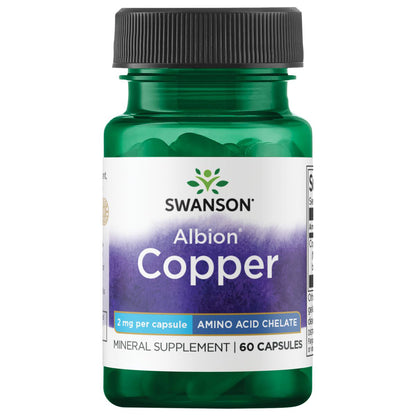 Swanson Suplemento de Cobre Albion 2 mg, 60 cápsulas