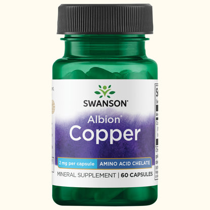 Swanson Suplemento de Cobre Albion 2 mg, 60 cápsulas