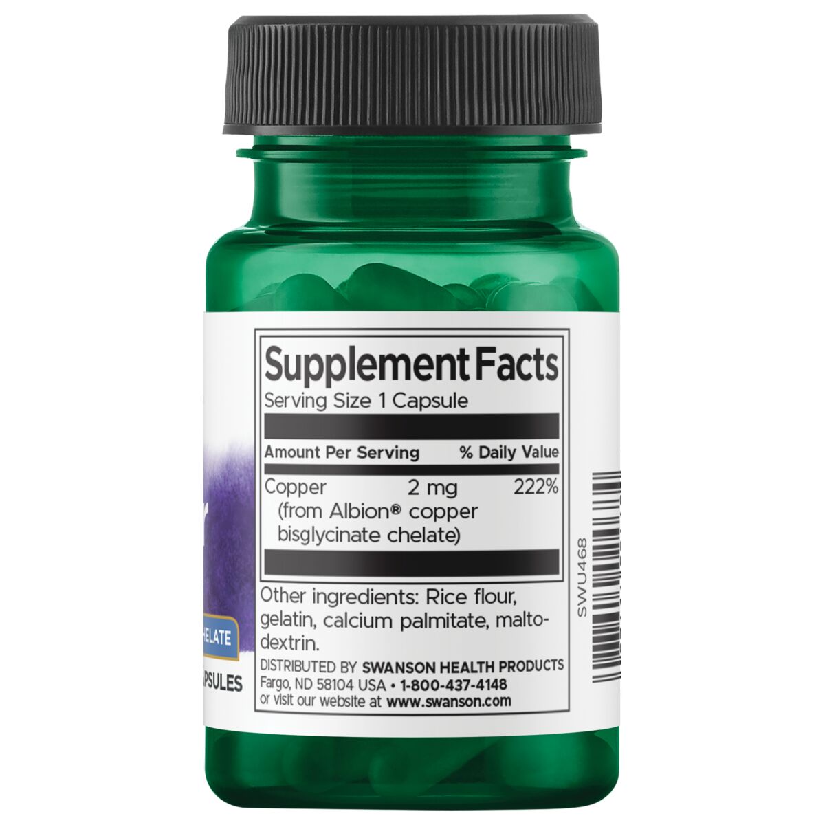 Swanson Suplemento de Cobre Albion 2 mg, 60 cápsulas