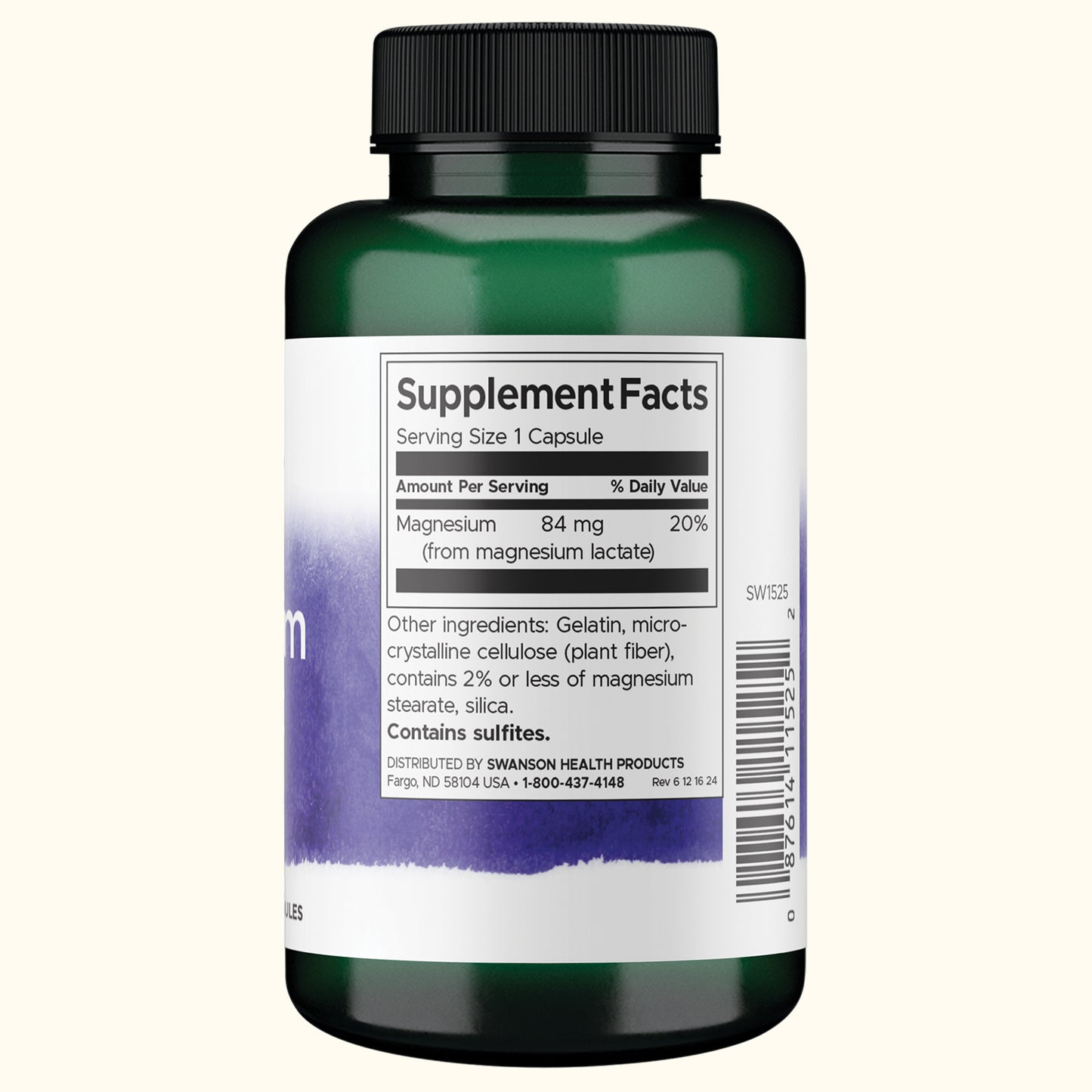 Swanson Suplemento Magnesio (lactato) 84 mg, 120 cápsulas