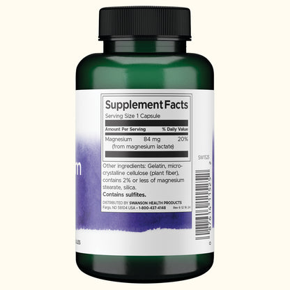Swanson Suplemento Magnesio (lactato) 84 mg, 120 cápsulas