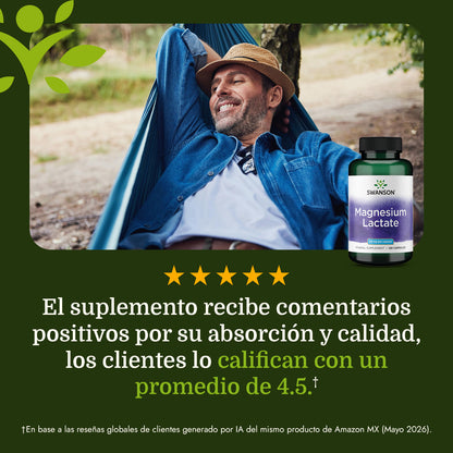 Swanson Suplemento Magnesio (lactato) 84 mg, 120 cápsulas