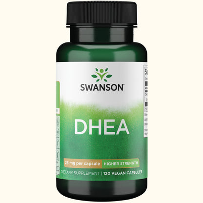 Swanson DHEA High Potency 25 mg, 120 Cápsulas, Non‑GMO, Certificado GMP
