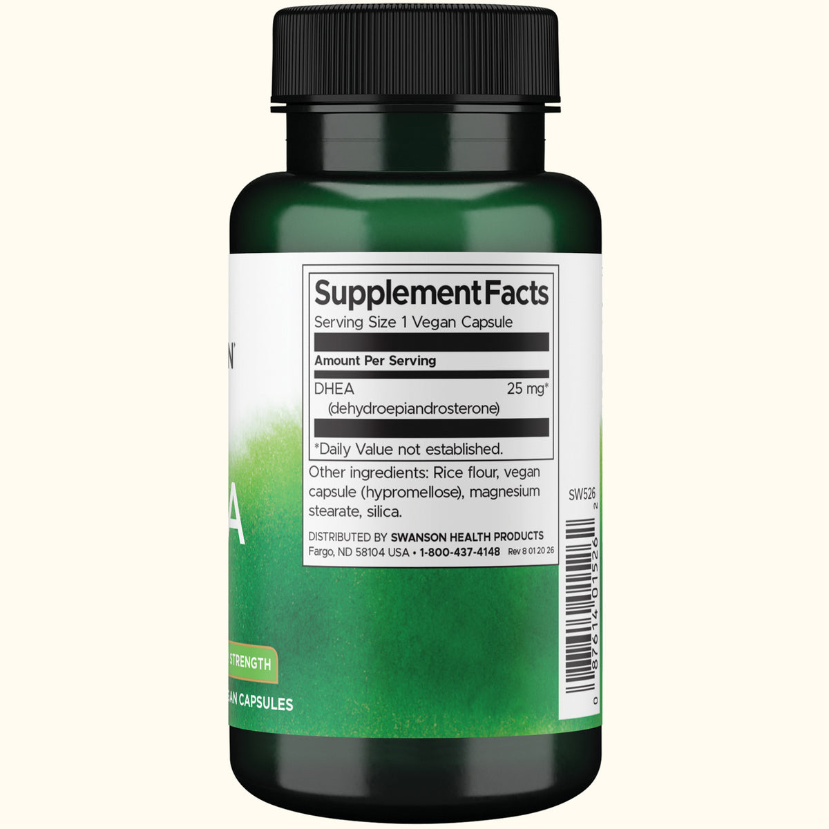 Swanson DHEA High Potency 25 mg, 120 Cápsulas, Non‑GMO, Certificado GMP