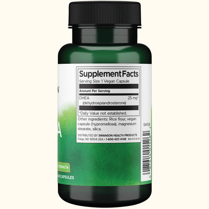 Swanson DHEA High Potency 25 mg, 120 Cápsulas, Non‑GMO, Certificado GMP