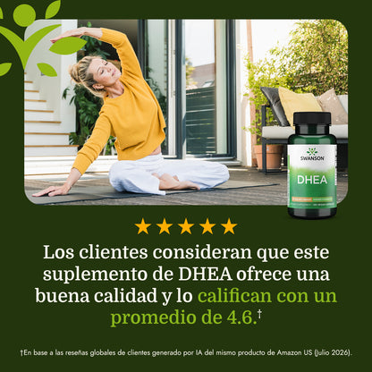 Swanson DHEA High Potency 25 mg, 120 Cápsulas, Non‑GMO, Certificado GMP