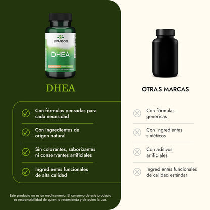 Swanson DHEA High Potency 25 mg, 120 Cápsulas, Non‑GMO, Certificado GMP