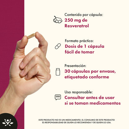 Swanson Suplemento deResveratrol 250 mg, 30 cápsulas