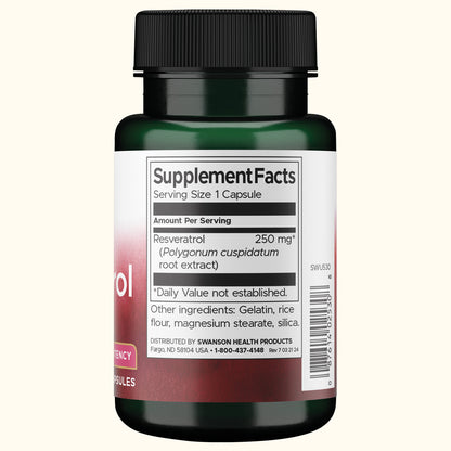 Swanson Suplemento de Resveratrol 250 mg, 30 cápsulas