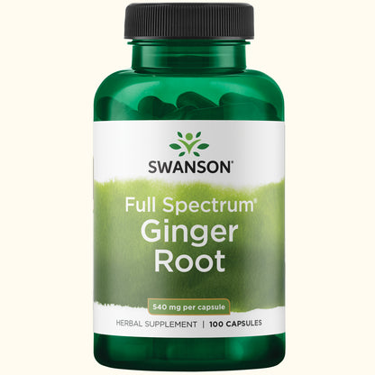 Swanson Suplemento Raíz de Jengibre, 540 mg, 100 Cápsulas, Non‑GMO, Certificado GMP