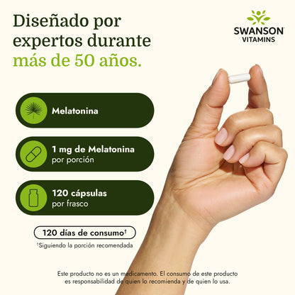 Swanson Suplemento Melatonina 1 mg, 120 cápsulas