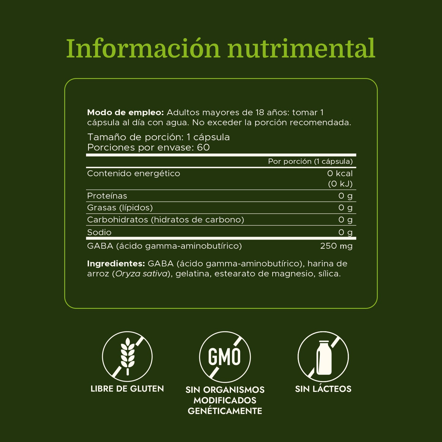 Swanson Suplemento de Gaba 250 mg, 60 Cápsulas