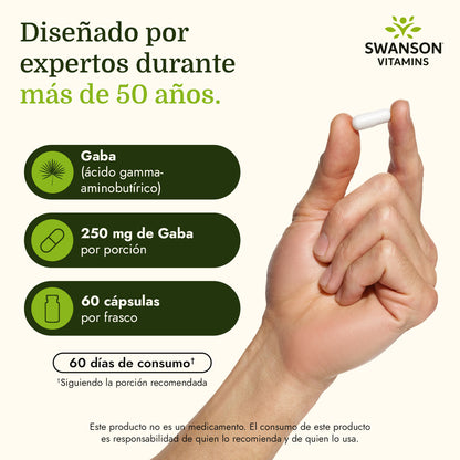 Swanson Suplemento de Gaba 250 mg, 60 Cápsulas