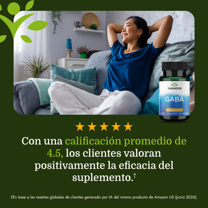Swanson Suplemento de Gaba 250 mg, 60 Cápsulas