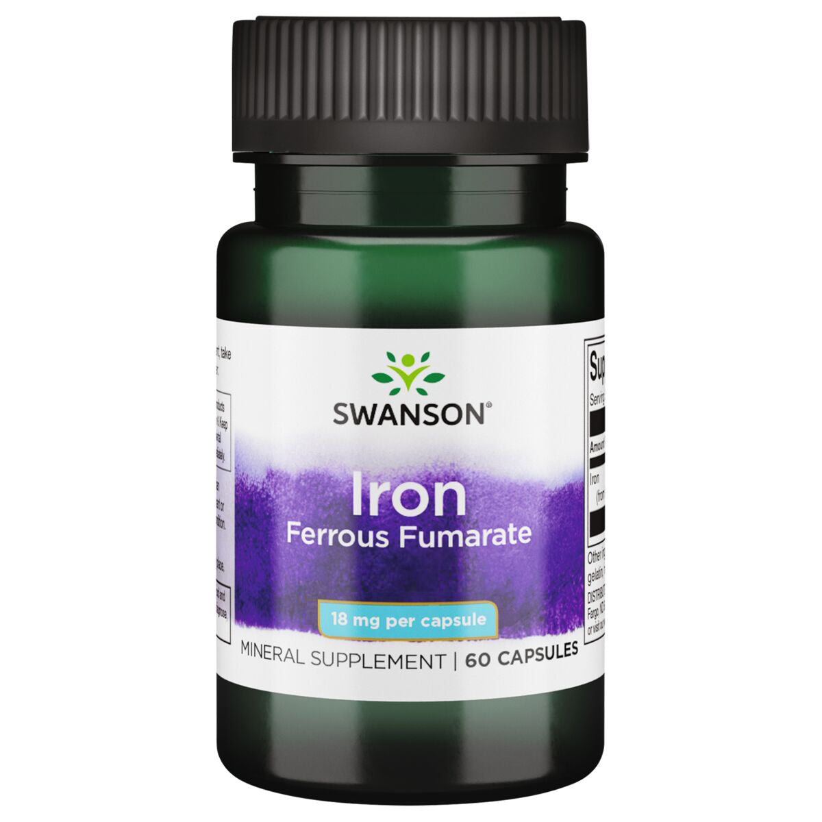 Swanson Suplemento de Hierro (Fumarato Ferroso) 18 mg, 60 Cápsulas