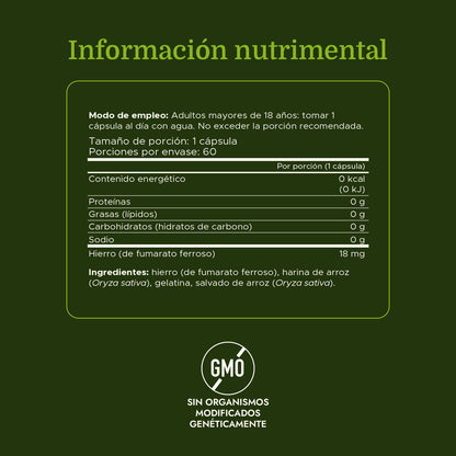 Swanson Suplemento de Hierro (Fumarato Ferroso) 18 mg, 60 Cápsulas