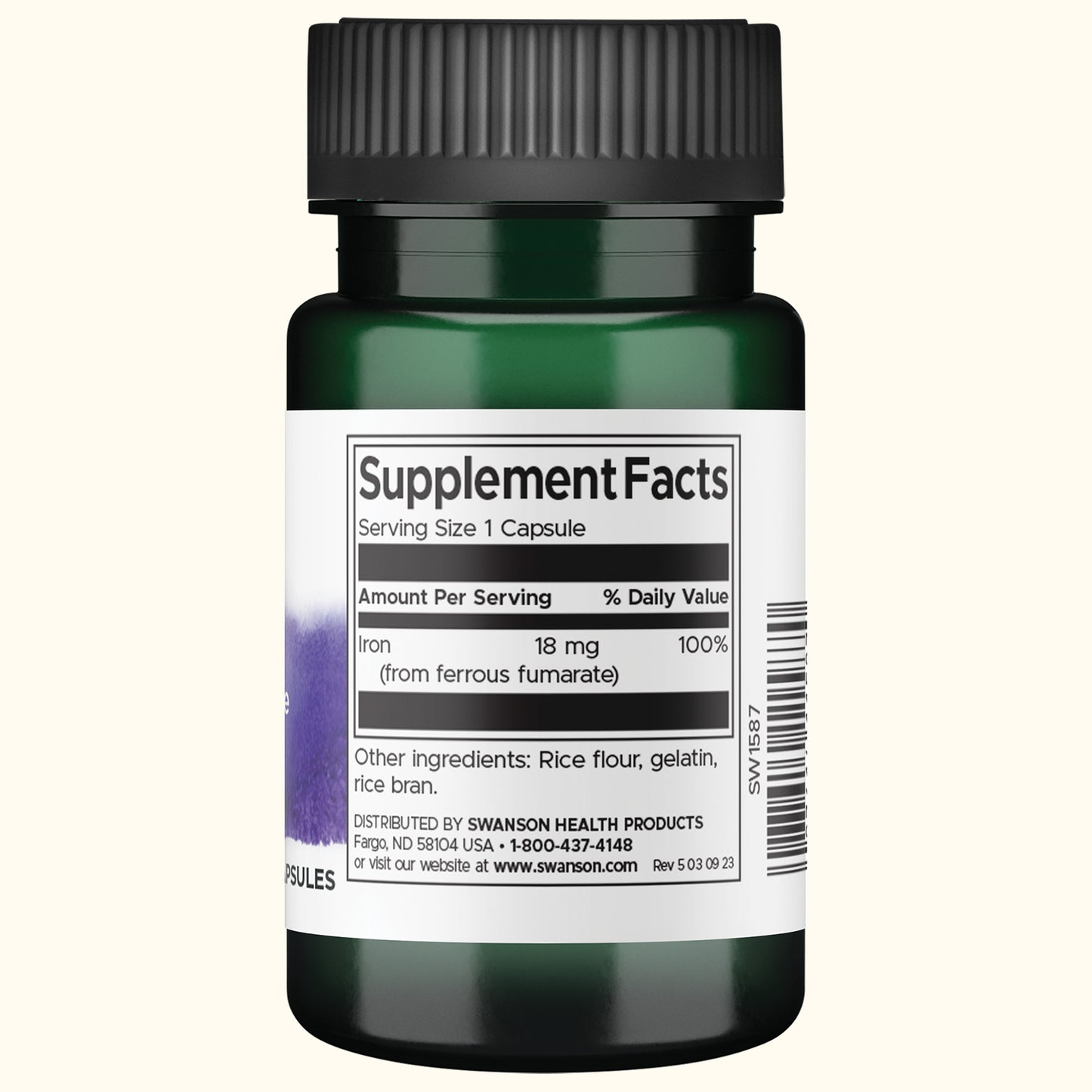 Swanson Suplemento de Hierro (Fumarato Ferroso) 18 mg, 60 Cápsulas