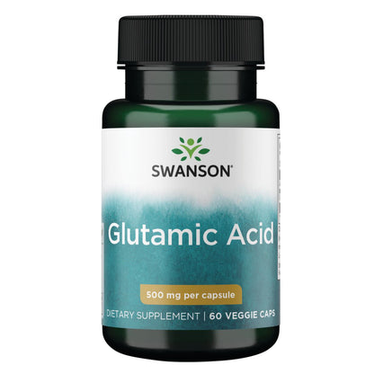 Swanson Premium Suplemento de Ácido glutámico 500 mg, 60 cápsulas