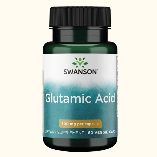 Swanson Premium Suplemento de Ácido glutámico 500 mg, 60 cápsulas
