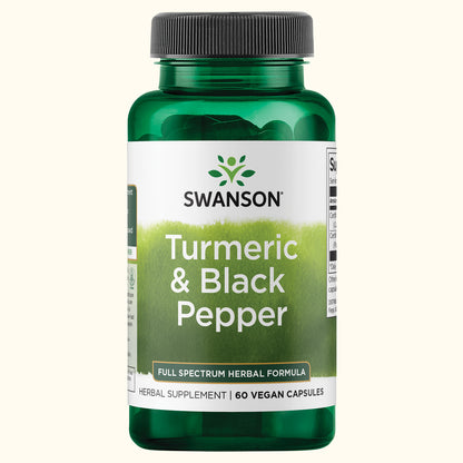 Swanson Suplemento Cúrcuma y Pimienta Negra, 60 cápsulas