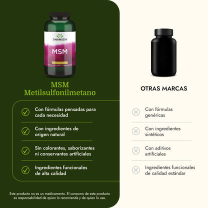 Swanson Ultra Suplemento de MSM 1000 mg, 240 cápsulas