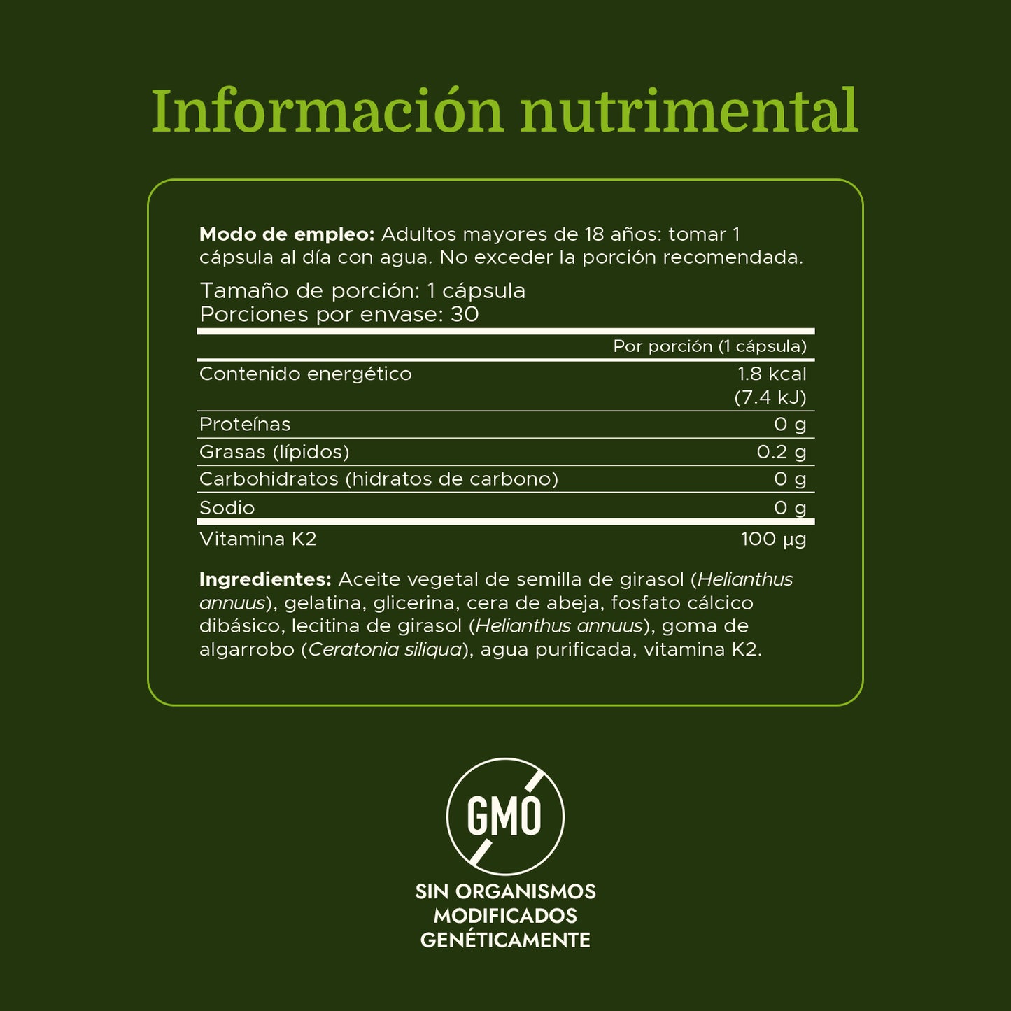 Swanson Vitamina K2 100mcg, 30 cápsulas