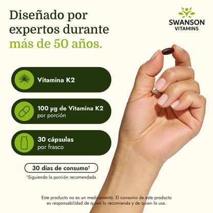 Swanson Vitamina K2 100mcg, 30 cápsulas