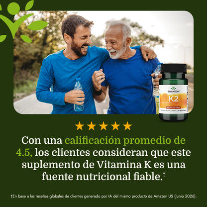 Swanson Vitamina K2 100mcg, 30 cápsulas
