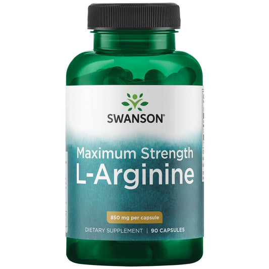Swanson Suplemento L-arginina de fuerza máxima 850 mg, 90 cápsulas