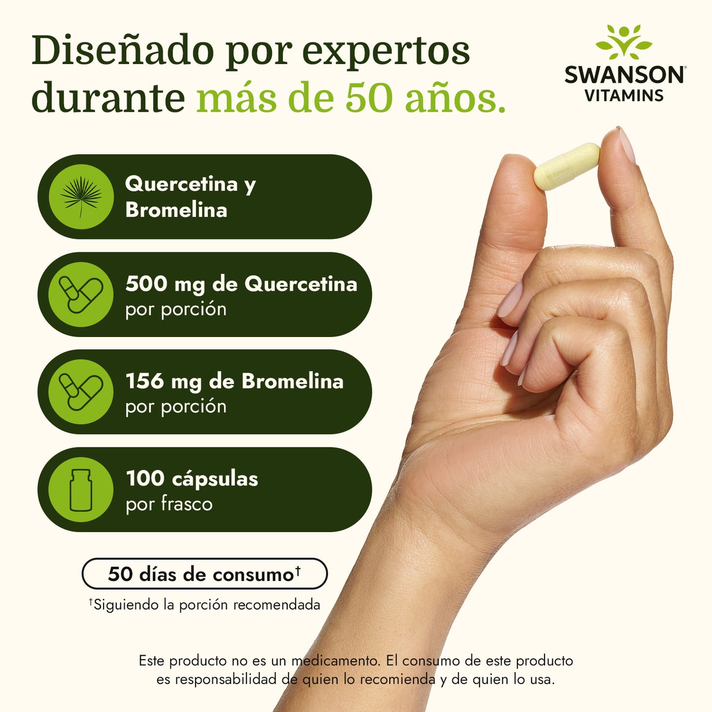 Swanson Suplemento Quercetina y Bromelina, 100 cápsulas