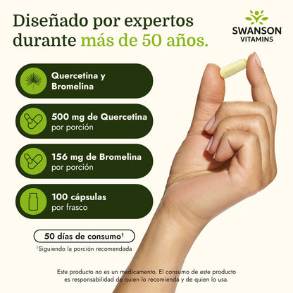 Swanson Suplemento Quercetina y Bromelina, 100 cápsulas