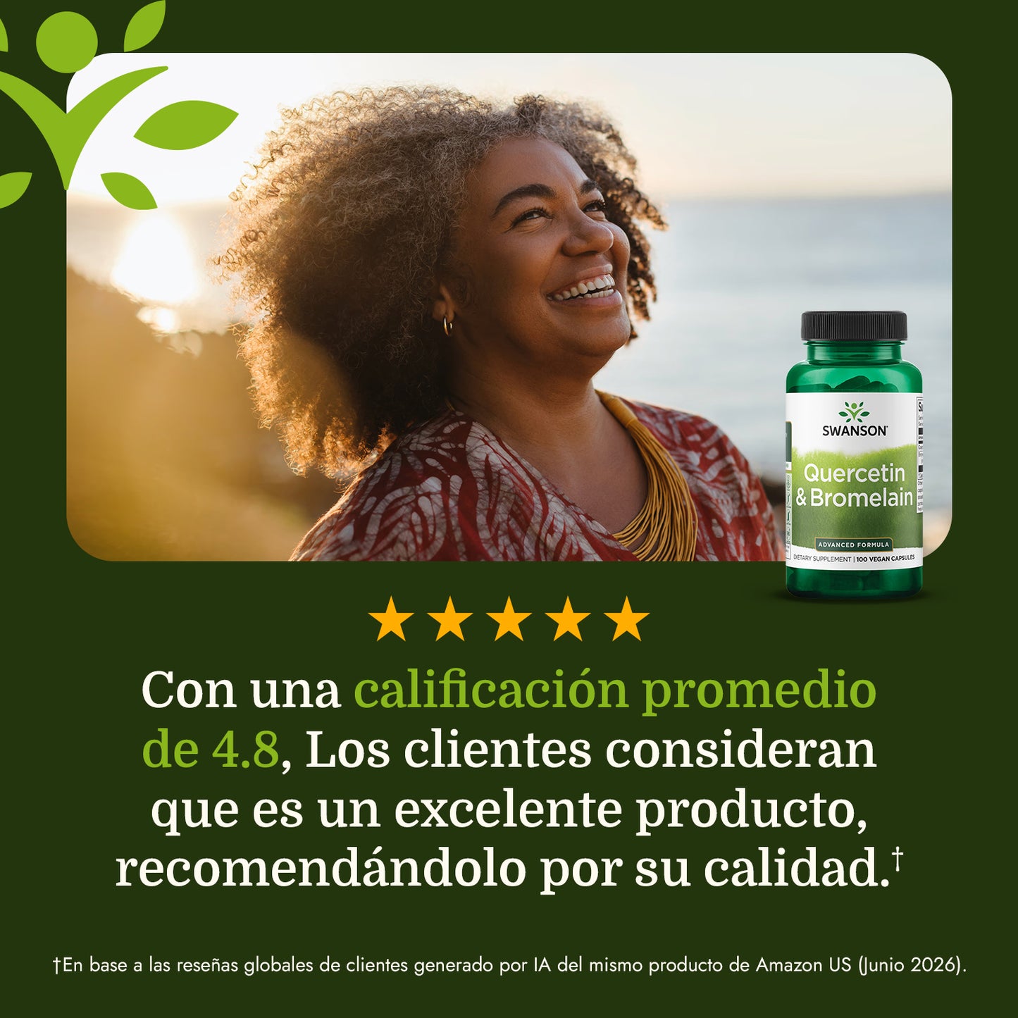 Swanson Suplemento Quercetina y Bromelina, 100 cápsulas