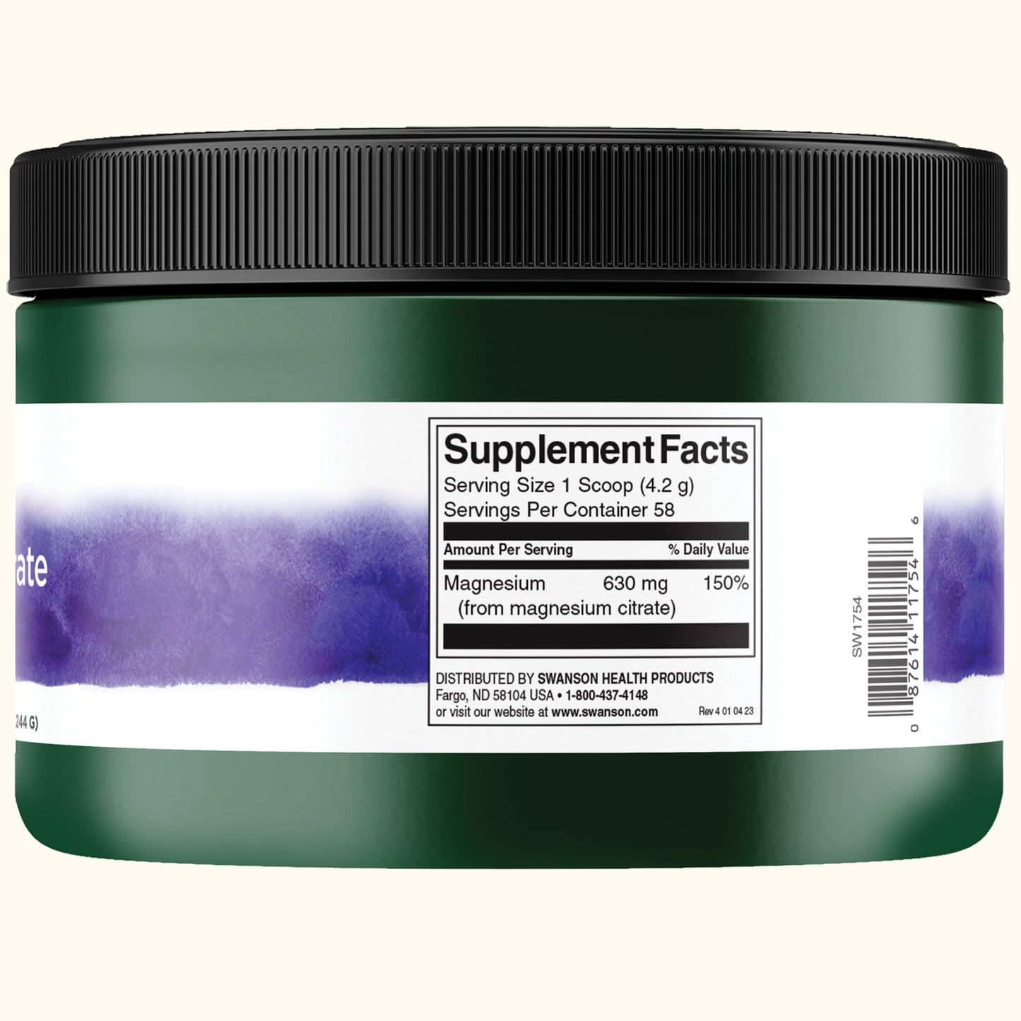 Swanson Suplemento Citrato de magnesio en polvo 100 % puro (sin sabor), 8.6 oz (244g)