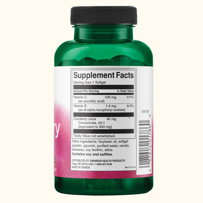 Swanson Arándano Rojo, 180 Cápsulas, Non‑GMO, Certificado GMP