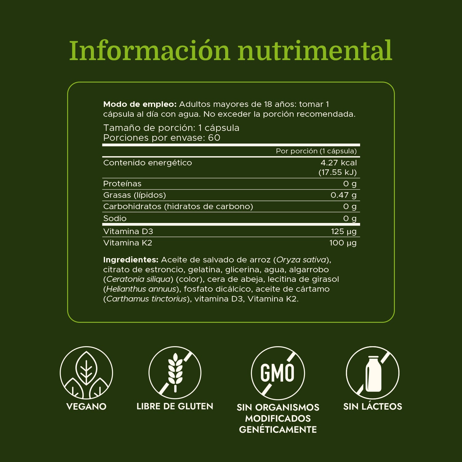 Swanson Vitaminas D3 & K2 de Máxima Potencia- 5,000 UI y 100 Mcg,  60 cápsulas