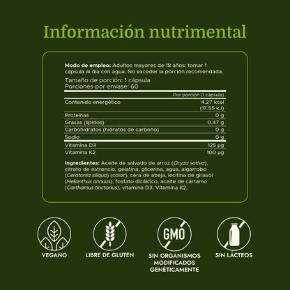 Swanson Vitaminas D3 & K2 de Máxima Potencia- 5,000 UI y 100 Mcg,  60 cápsulas