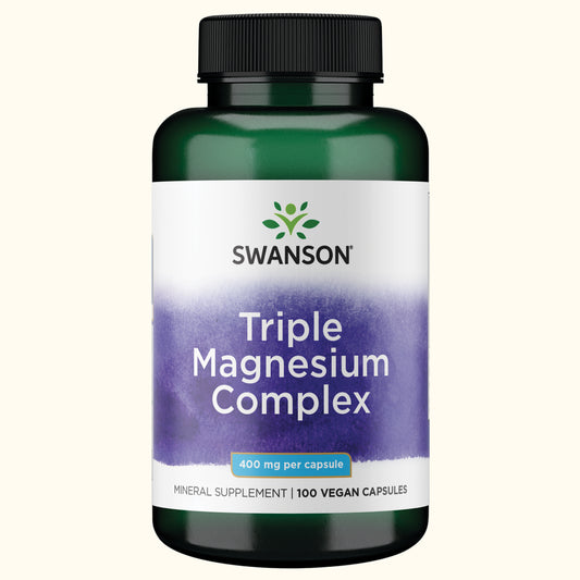 Swanson Suplemento de Complejo Triple de Magnesio 400 mg, 100 Cápsulas