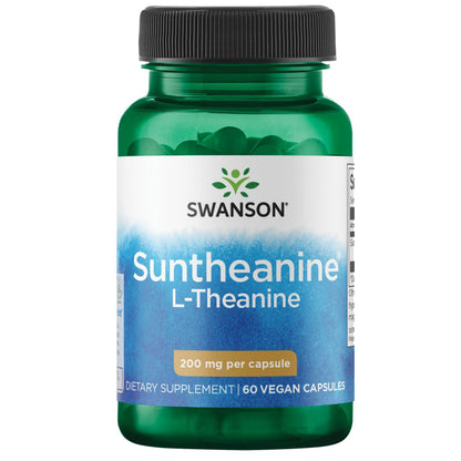 Swanson Suplemento de L-teanina de Doble Potencia de Suntheanine 200 mg, 60 cápsulas