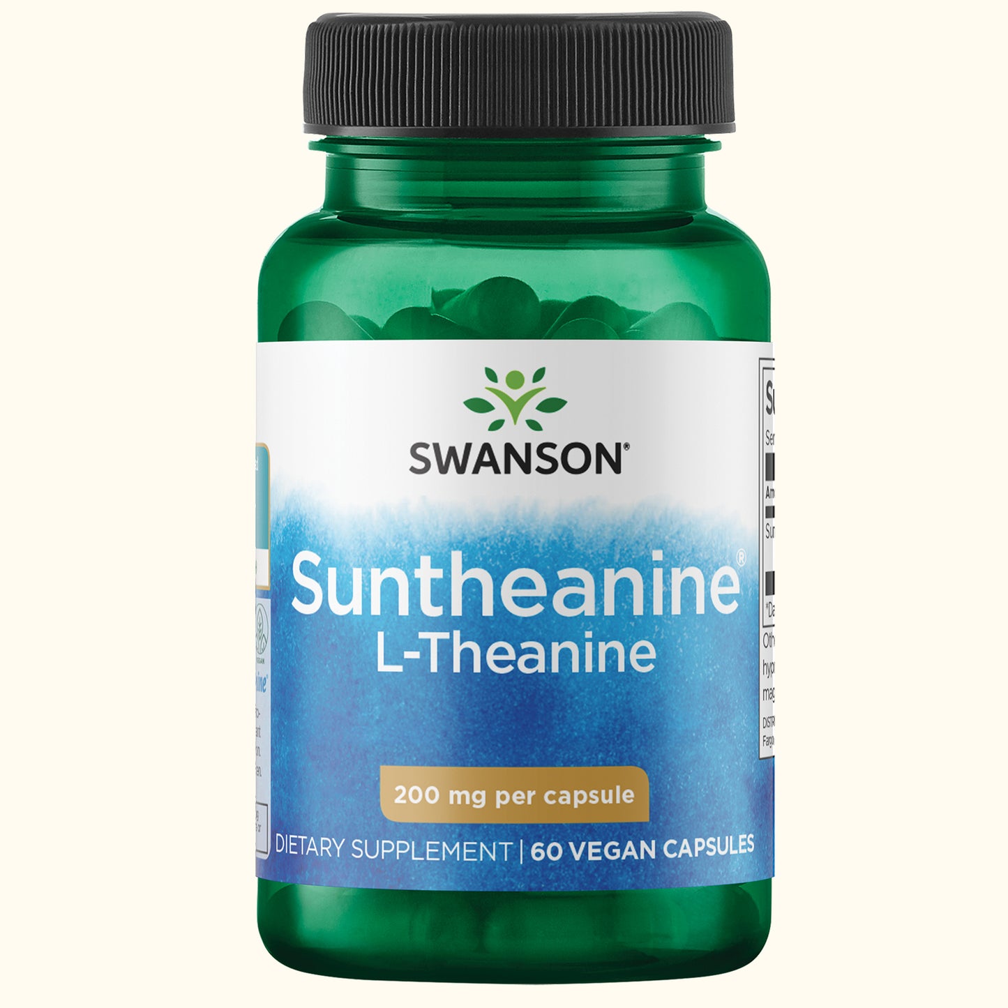Swanson Suplemento de L-teanina de Doble Potencia de Suntheanine 200 mg, 60 cápsulas